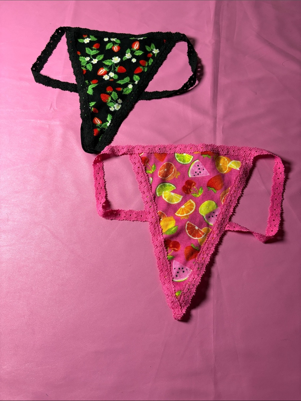 PINK Floral Panties in & Black Medium NWT